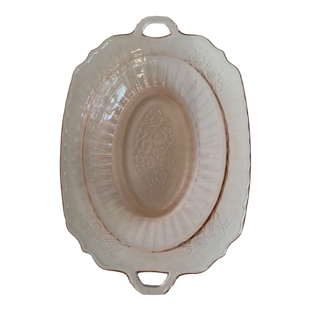 Elegant Pink Depression Glass Serving Bowl